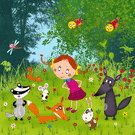 Animaux joyeux dans un jardin enchanteur